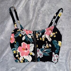 Charlotte Russe Black Floral Crop Top